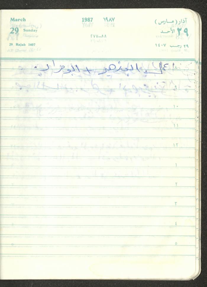 Mahmoud Khreisheh Diaries, Thinnaba- Tulkarm, 1987