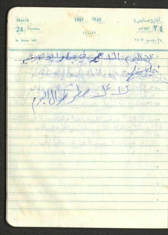 Mahmoud Khreisheh Diaries, Thinnaba- Tulkarm, 1987