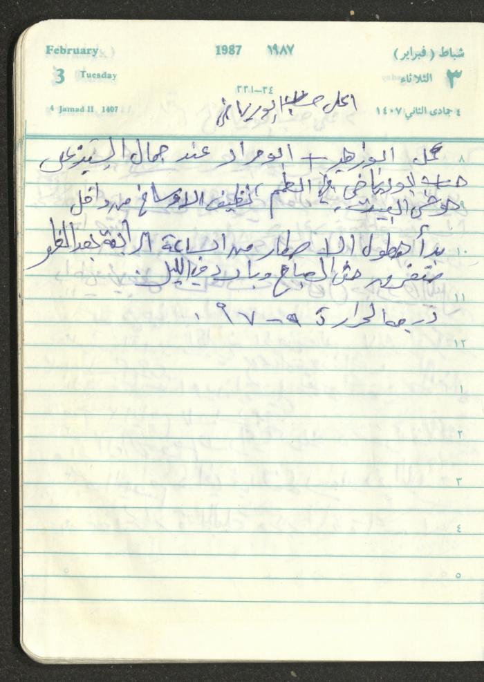 Mahmoud Khreisheh Diaries, Thinnaba- Tulkarm, 1987