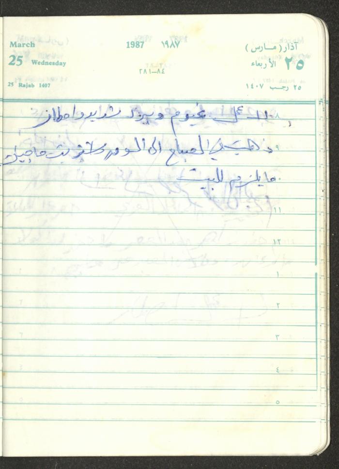 Mahmoud Khreisheh Diaries, Thinnaba- Tulkarm, 1987