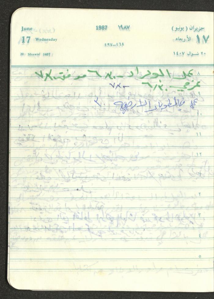 Mahmoud Khreisheh Diaries, Thinnaba- Tulkarm, 1987