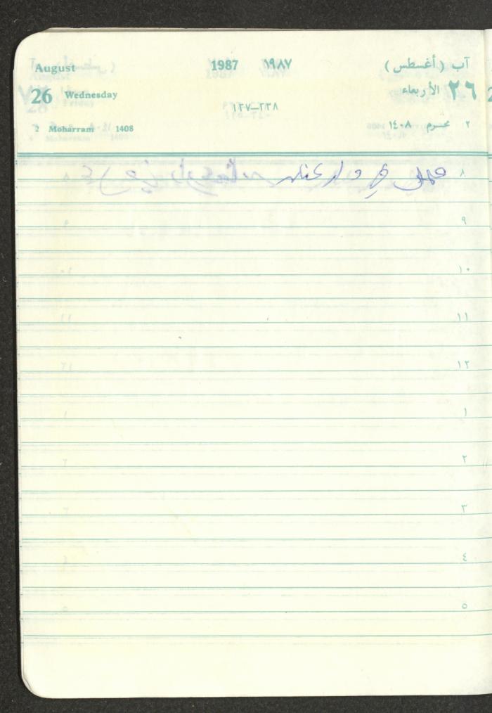 Mahmoud Khreisheh Diaries, Thinnaba- Tulkarm, 1987