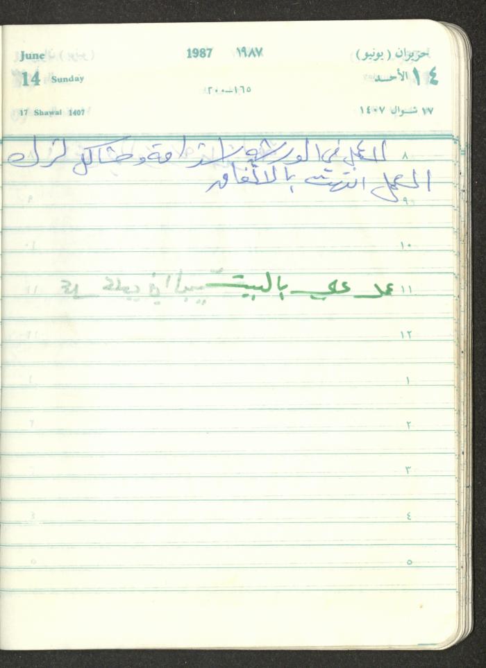 Mahmoud Khreisheh Diaries, Thinnaba- Tulkarm, 1987