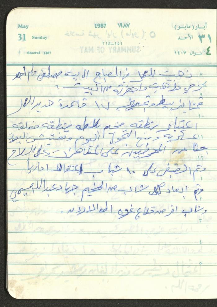 Mahmoud Khreisheh Diaries, Thinnaba- Tulkarm, 1987