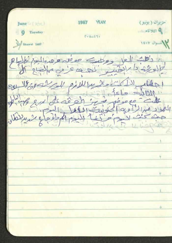 Mahmoud Khreisheh Diaries, Thinnaba- Tulkarm, 1987