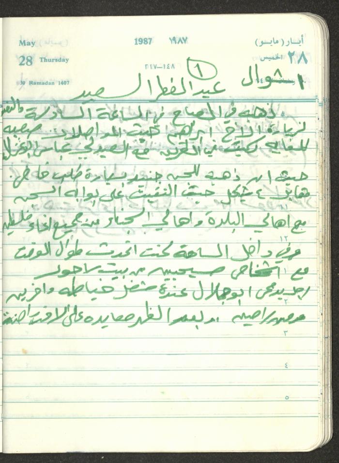 Mahmoud Khreisheh Diaries, Thinnaba- Tulkarm, 1987