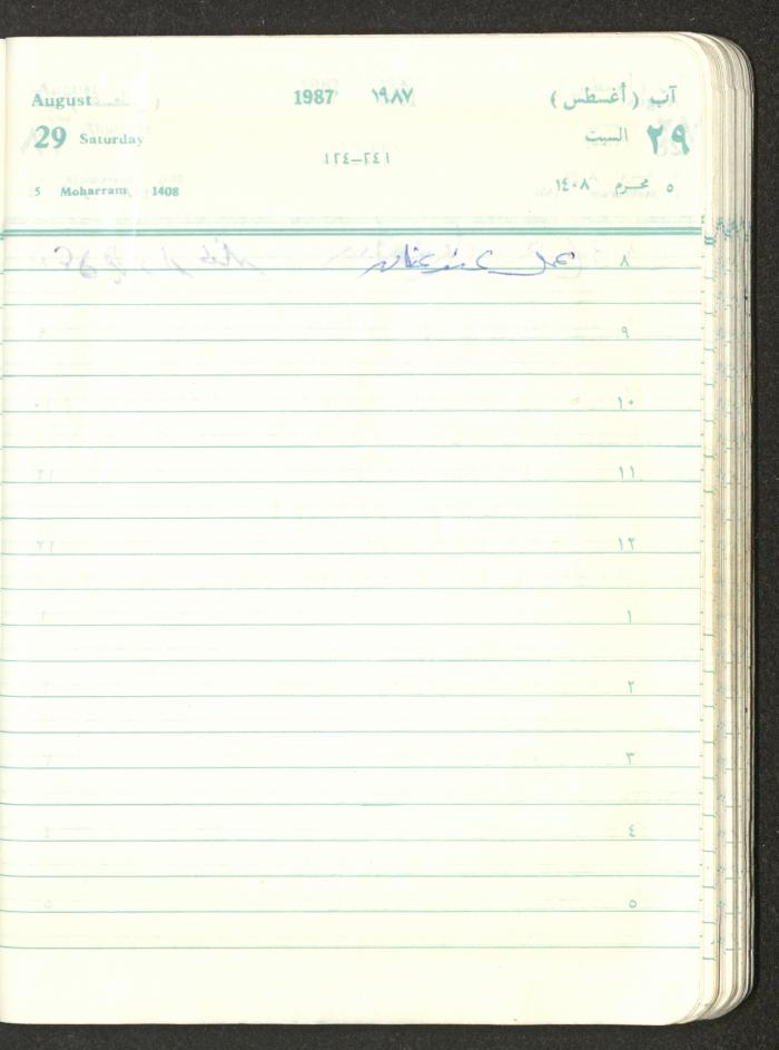 Mahmoud Khreisheh Diaries, Thinnaba- Tulkarm, 1987