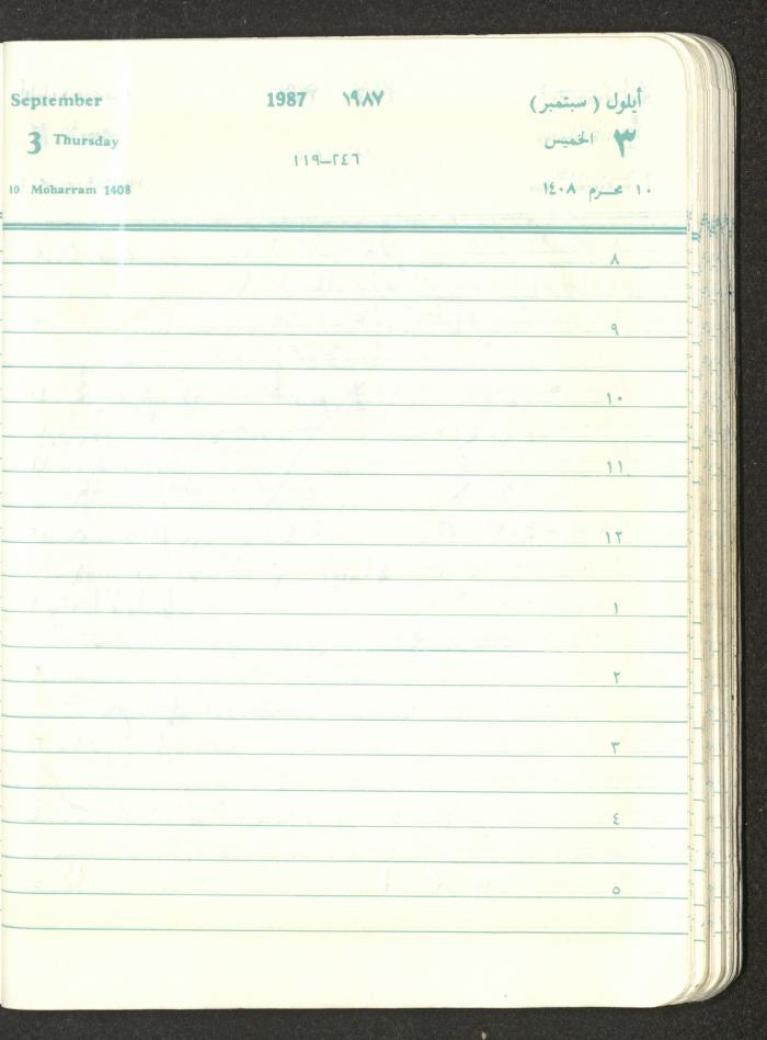 Mahmoud Khreisheh Diaries, Thinnaba- Tulkarm, 1987