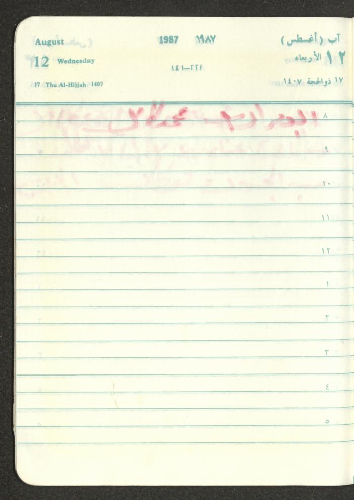 Mahmoud Khreisheh Diaries, Thinnaba- Tulkarm, 1987