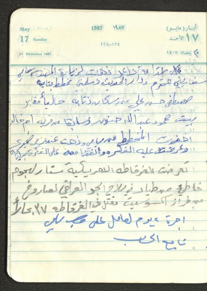 Mahmoud Khreisheh Diaries, Thinnaba- Tulkarm, 1987