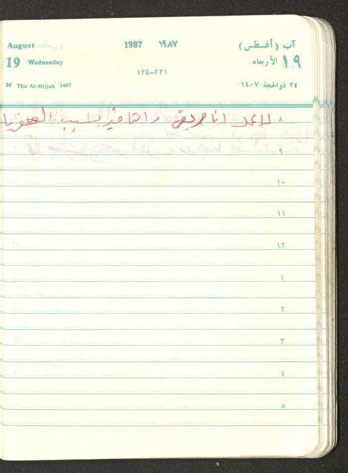 Mahmoud Khreisheh Diaries, Thinnaba- Tulkarm, 1987