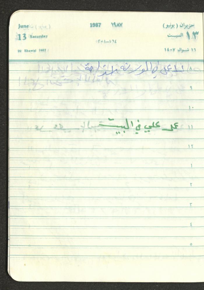 Mahmoud Khreisheh Diaries, Thinnaba- Tulkarm, 1987