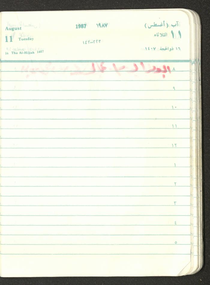 Mahmoud Khreisheh Diaries, Thinnaba- Tulkarm, 1987