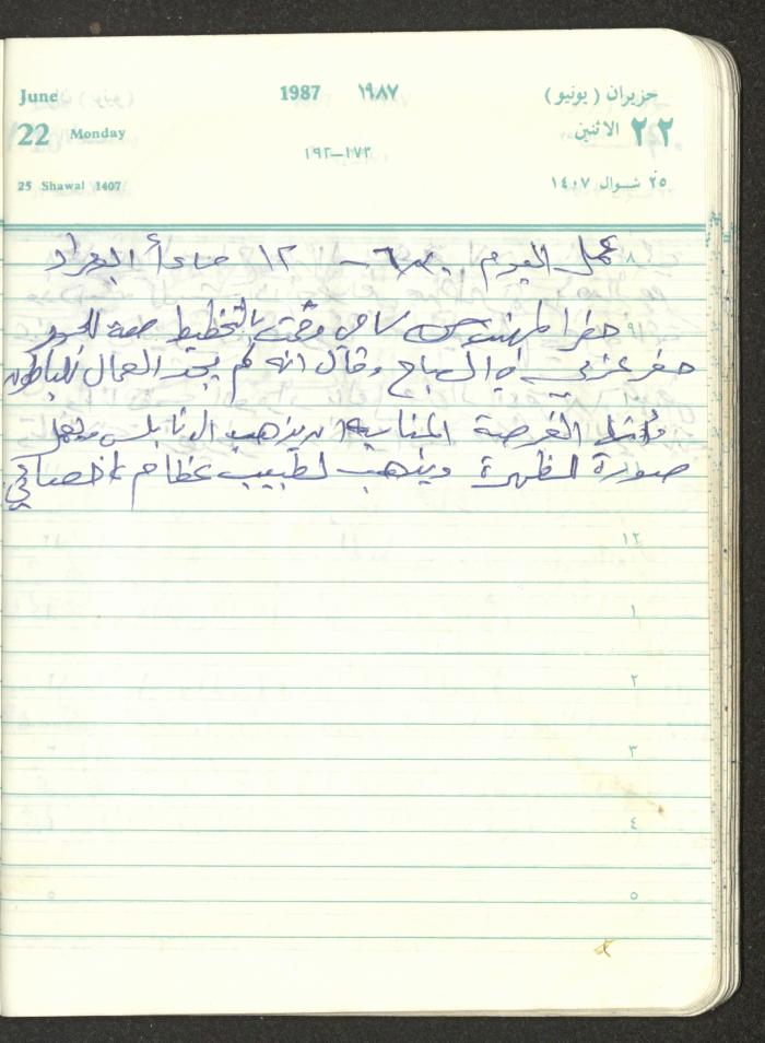 Mahmoud Khreisheh Diaries, Thinnaba- Tulkarm, 1987