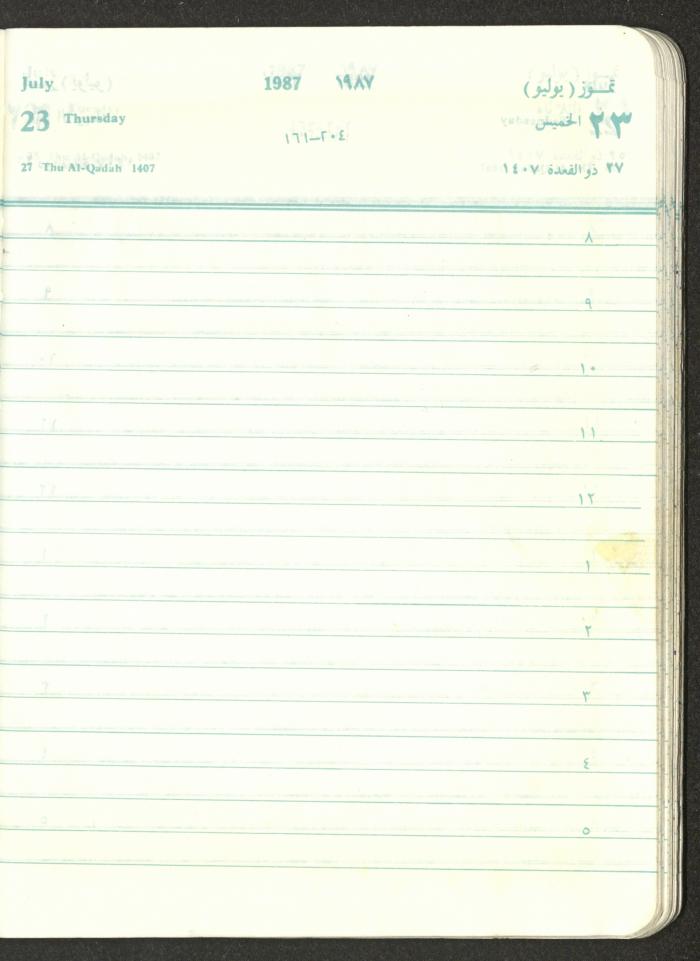 Mahmoud Khreisheh Diaries, Thinnaba- Tulkarm, 1987