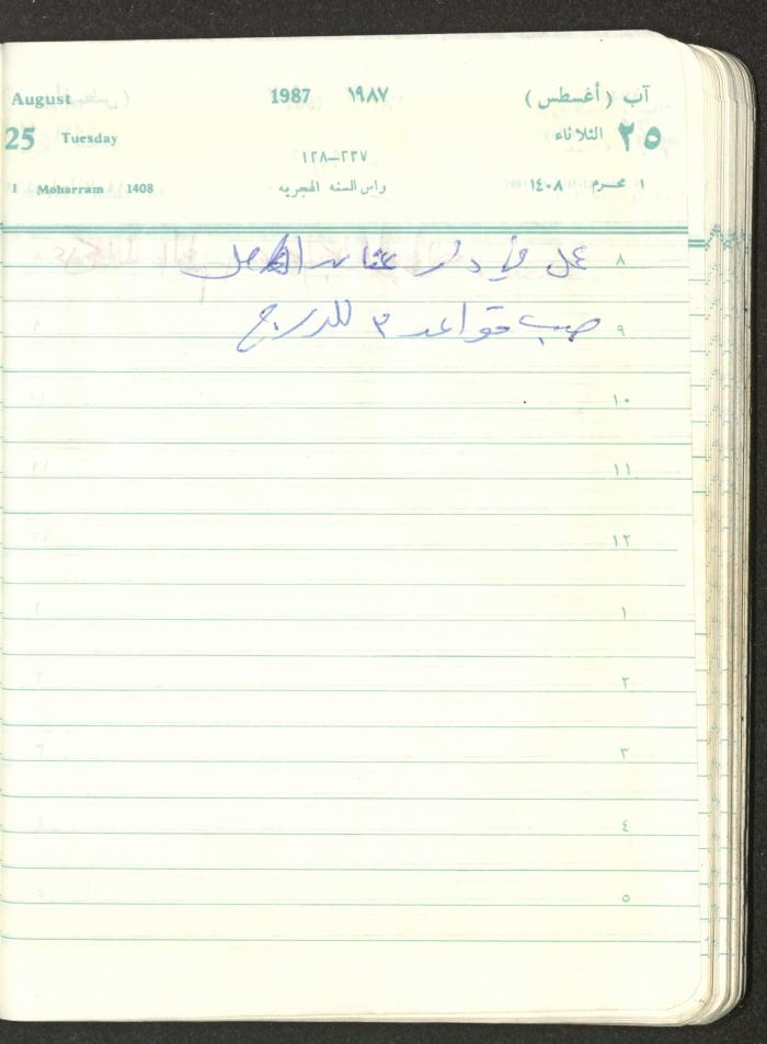 Mahmoud Khreisheh Diaries, Thinnaba- Tulkarm, 1987