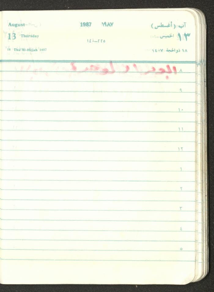 Mahmoud Khreisheh Diaries, Thinnaba- Tulkarm, 1987