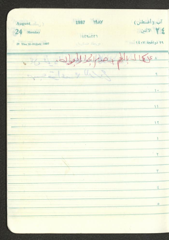 Mahmoud Khreisheh Diaries, Thinnaba- Tulkarm, 1987