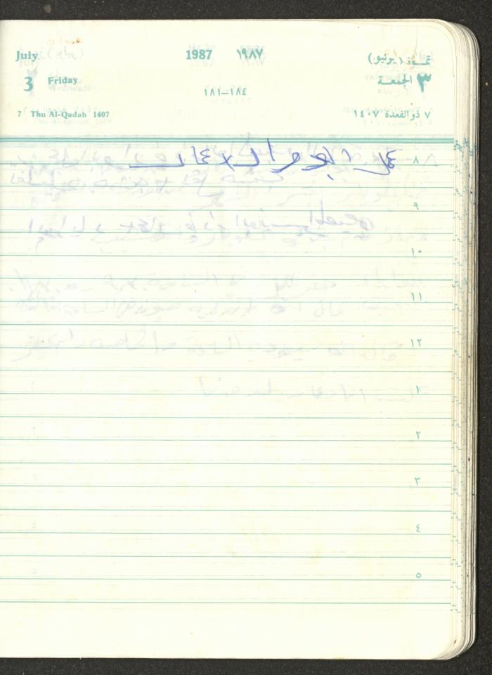Mahmoud Khreisheh Diaries, Thinnaba- Tulkarm, 1987