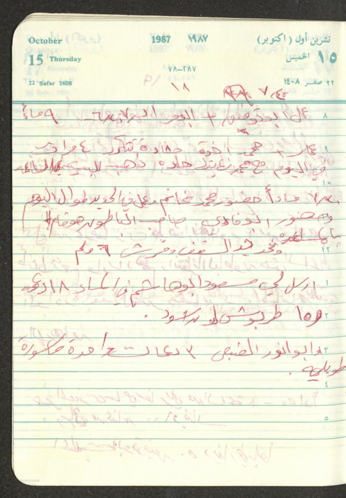 Mahmoud Khreisheh Diaries, Thinnaba- Tulkarm, 1987