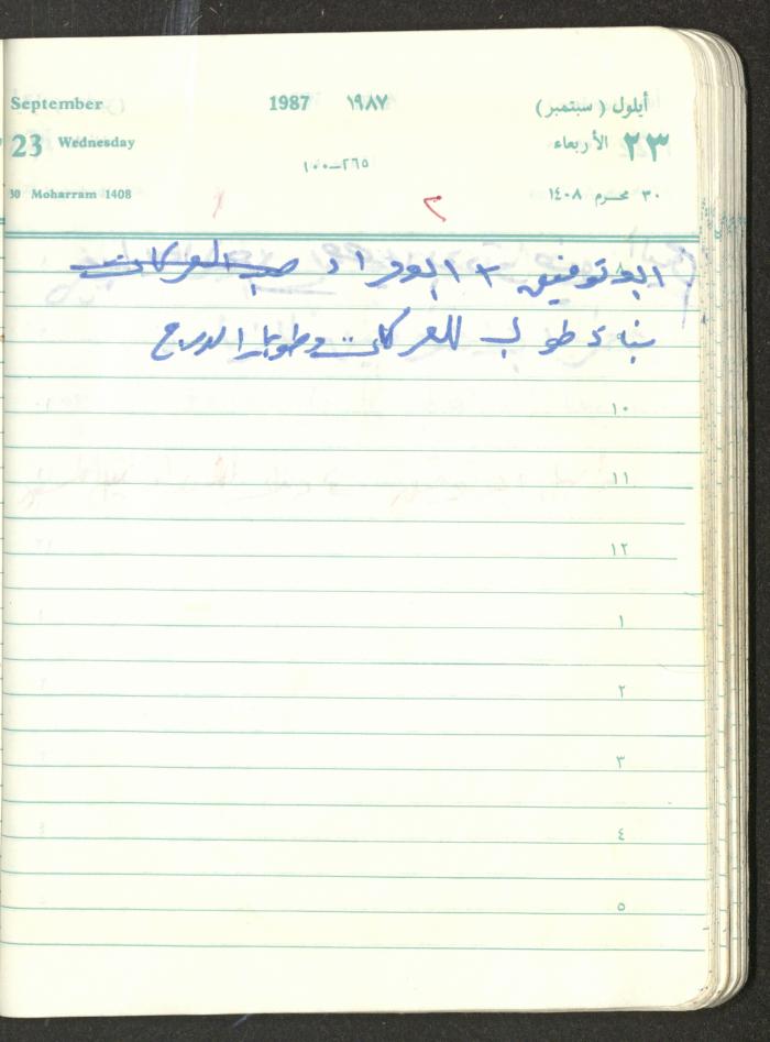 Mahmoud Khreisheh Diaries, Thinnaba- Tulkarm, 1987