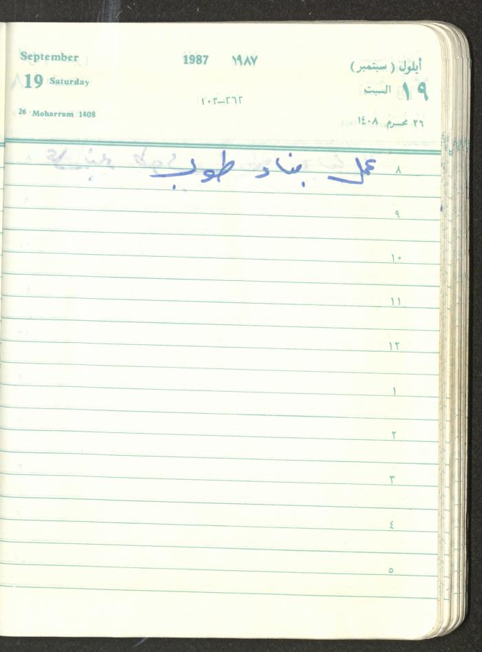 Mahmoud Khreisheh Diaries, Thinnaba- Tulkarm, 1987