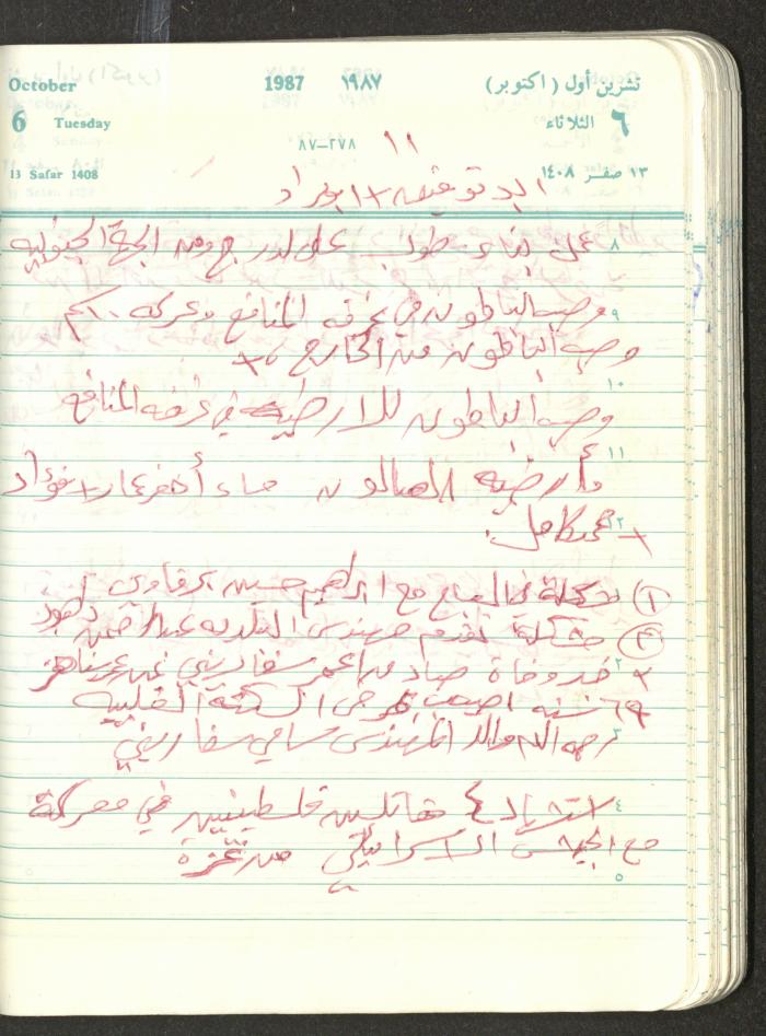 Mahmoud Khreisheh Diaries, Thinnaba- Tulkarm, 1987