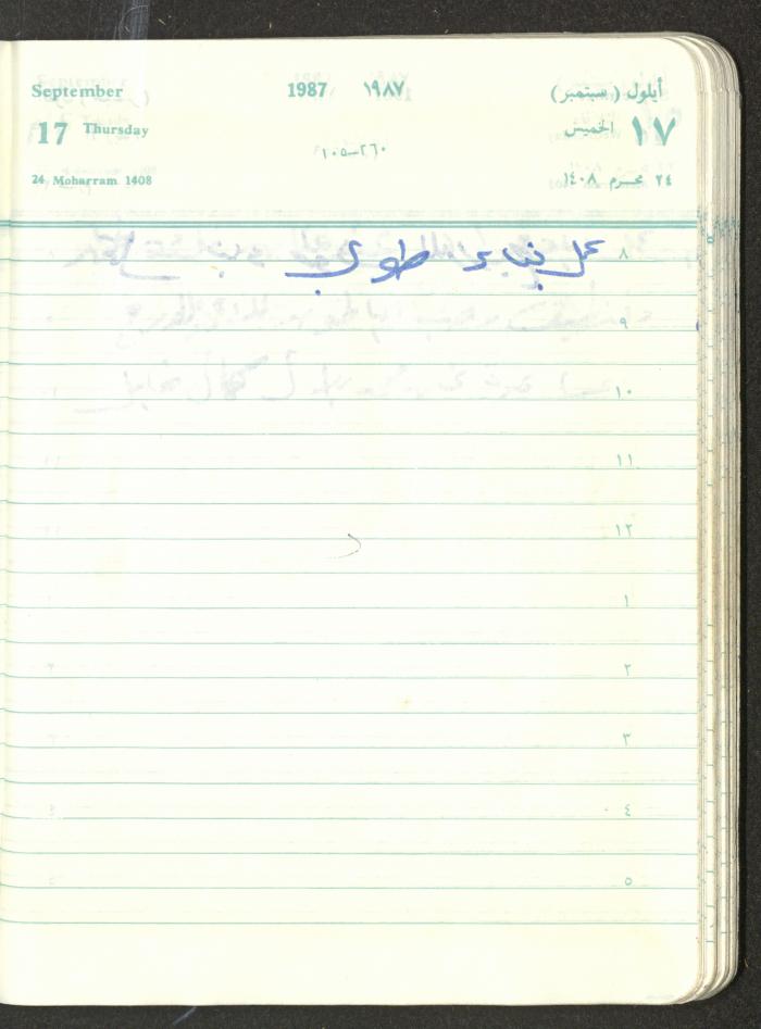 Mahmoud Khreisheh Diaries, Thinnaba- Tulkarm, 1987
