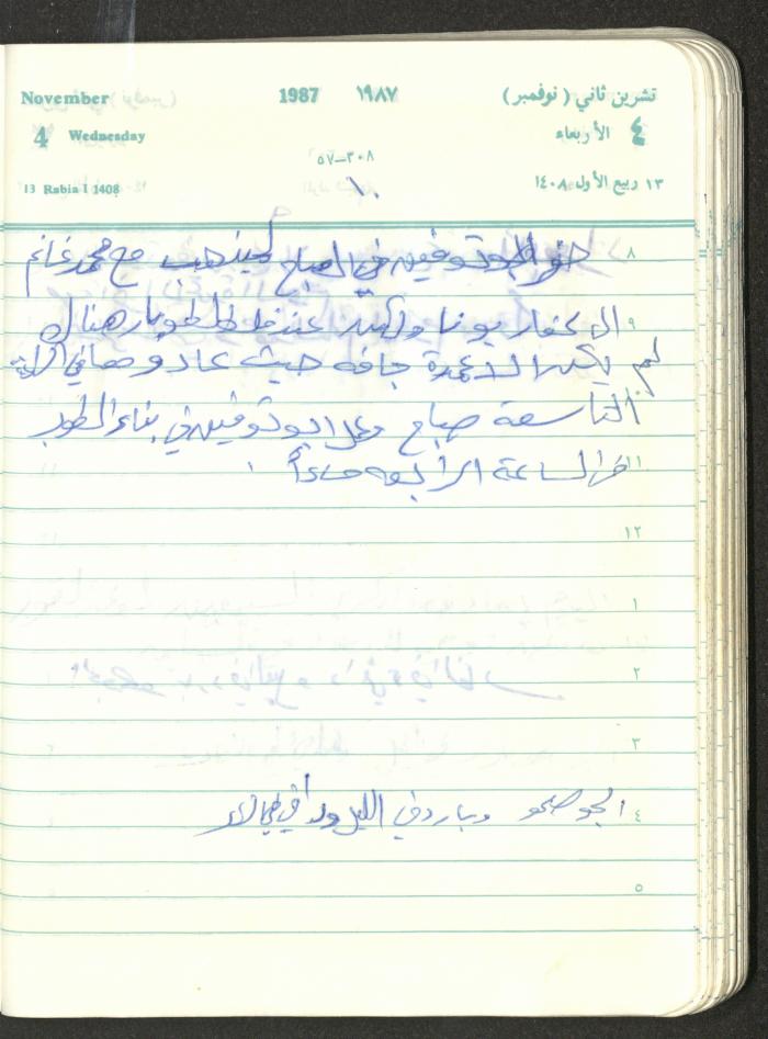 Mahmoud Khreisheh Diaries, Thinnaba- Tulkarm, 1987