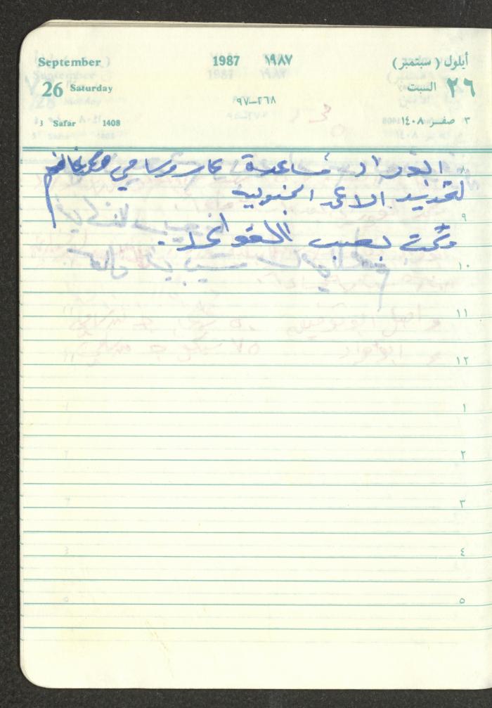 Mahmoud Khreisheh Diaries, Thinnaba- Tulkarm, 1987