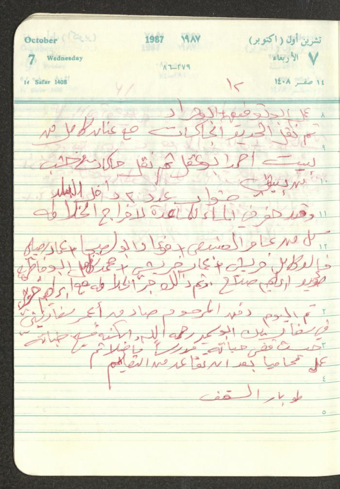 Mahmoud Khreisheh Diaries, Thinnaba- Tulkarm, 1987
