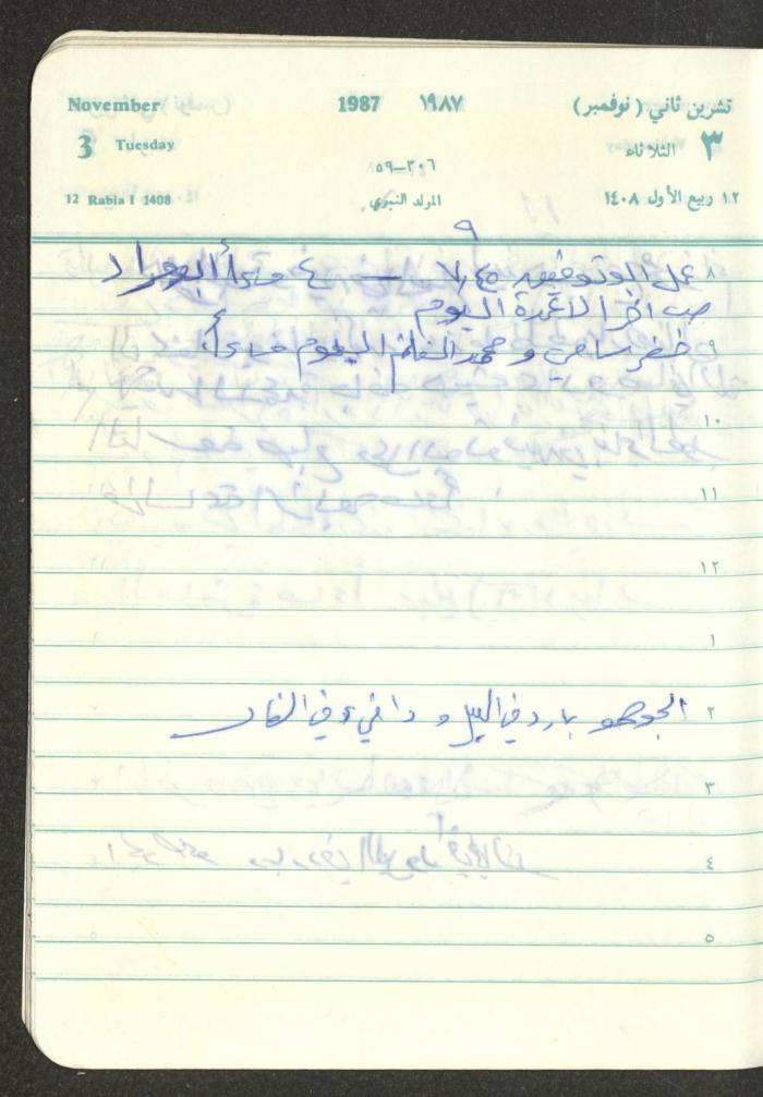 Mahmoud Khreisheh Diaries, Thinnaba- Tulkarm, 1987