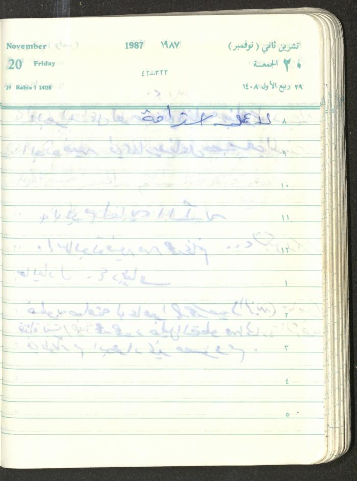 Mahmoud Khreisheh Diaries, Thinnaba- Tulkarm, 1987