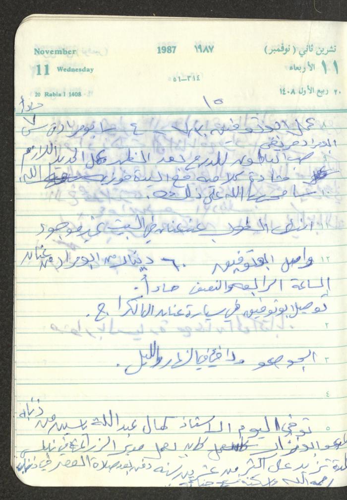 Mahmoud Khreisheh Diaries, Thinnaba- Tulkarm, 1987