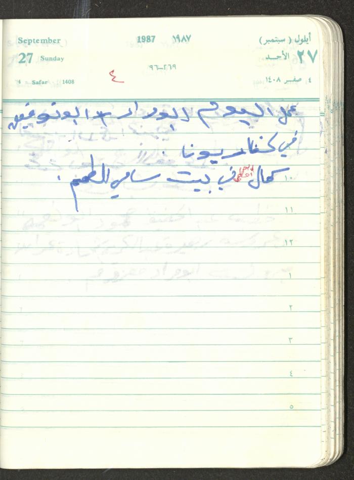 Mahmoud Khreisheh Diaries, Thinnaba- Tulkarm, 1987