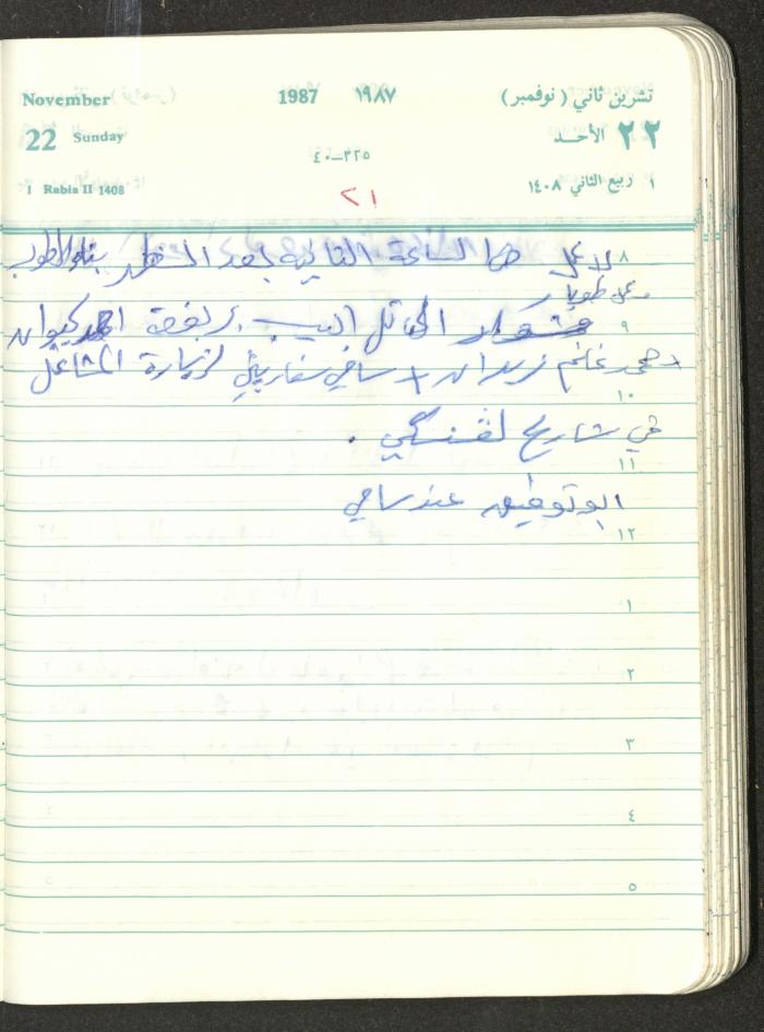 Mahmoud Khreisheh Diaries, Thinnaba- Tulkarm, 1987