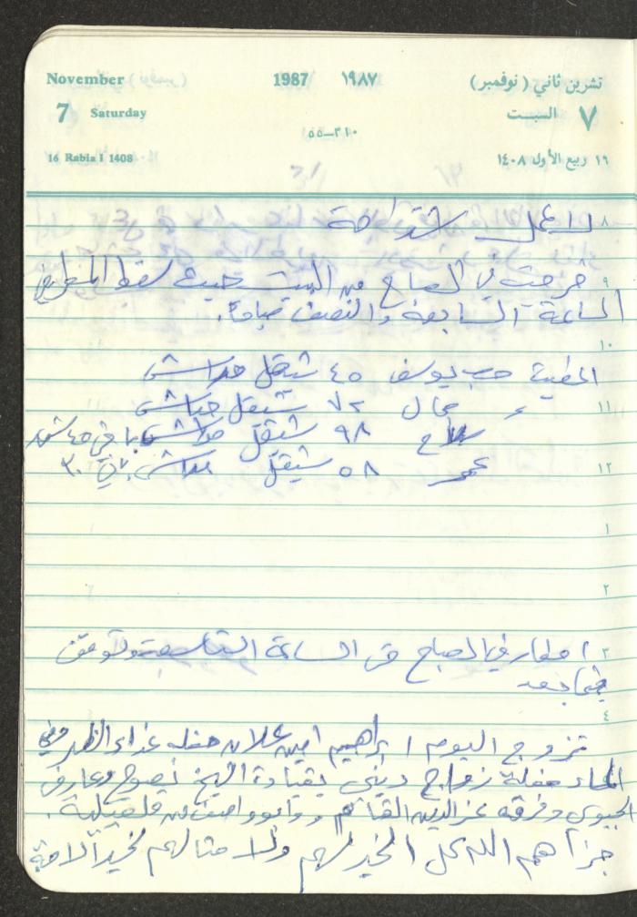 Mahmoud Khreisheh Diaries, Thinnaba- Tulkarm, 1987