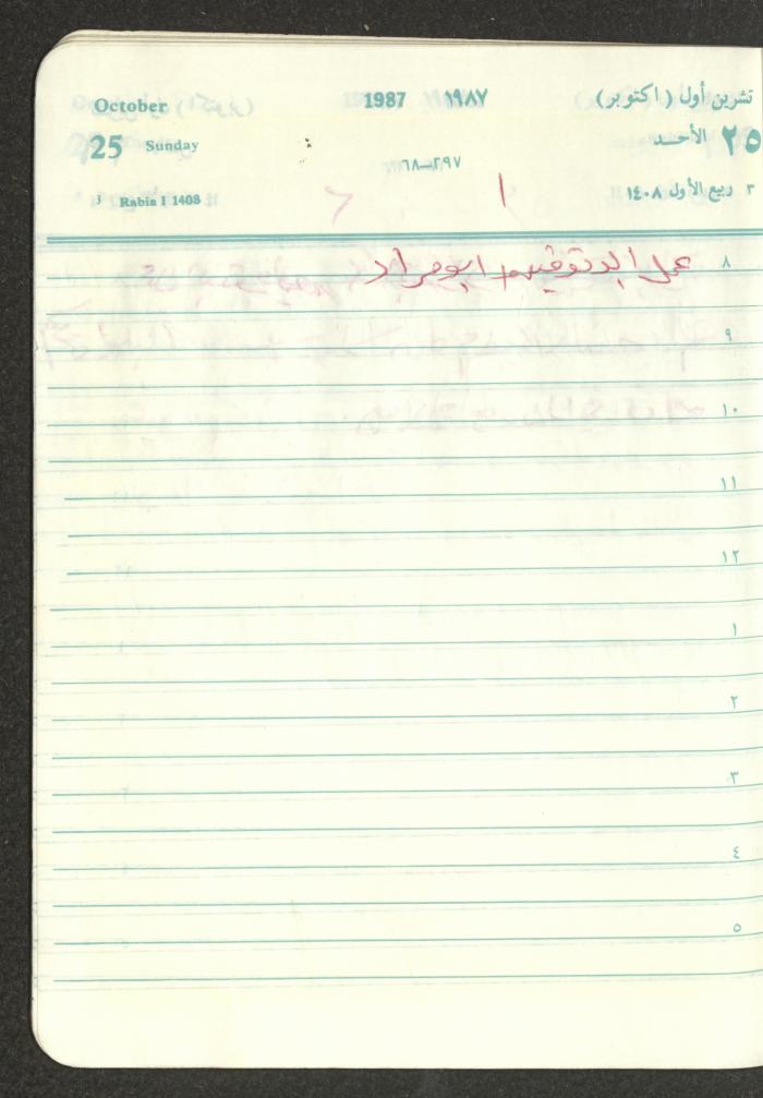 Mahmoud Khreisheh Diaries, Thinnaba- Tulkarm, 1987