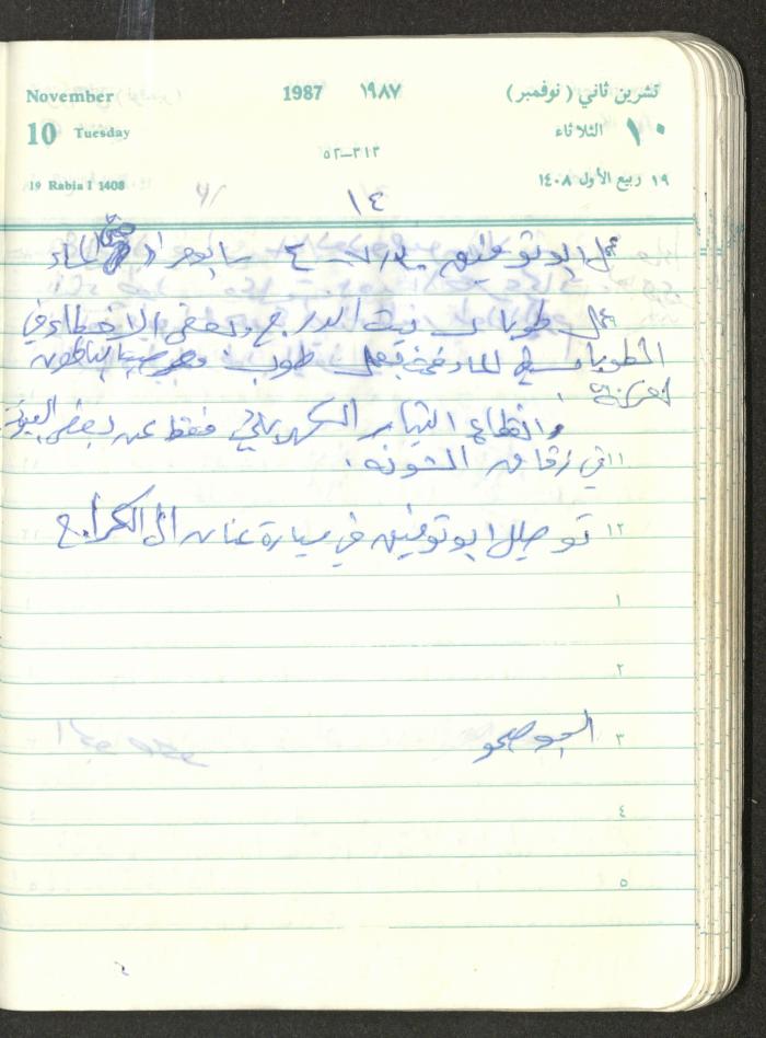 Mahmoud Khreisheh Diaries, Thinnaba- Tulkarm, 1987