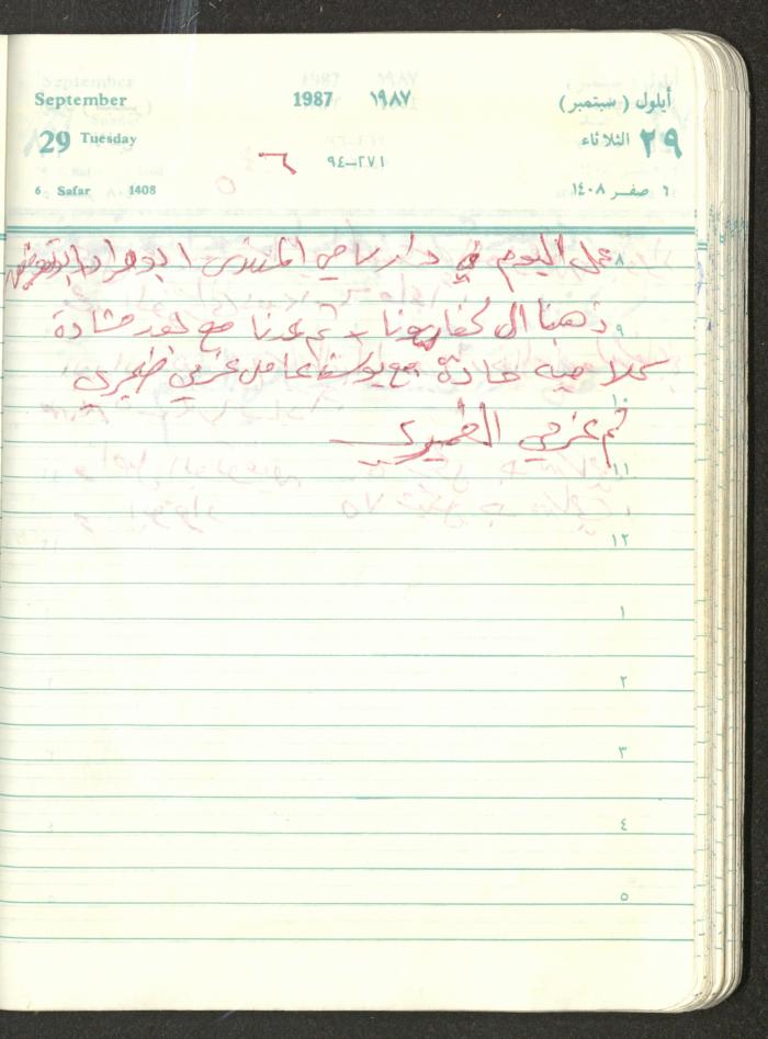 Mahmoud Khreisheh Diaries, Thinnaba- Tulkarm, 1987