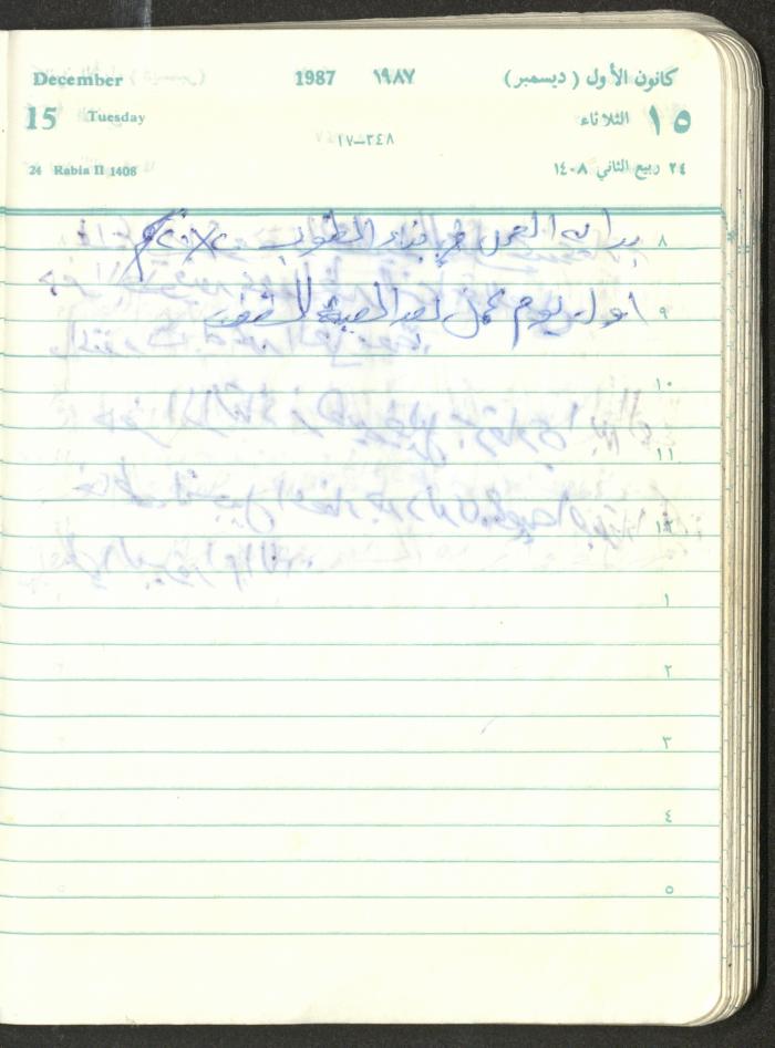 Mahmoud Khreisheh Diaries, Thinnaba- Tulkarm, 1987