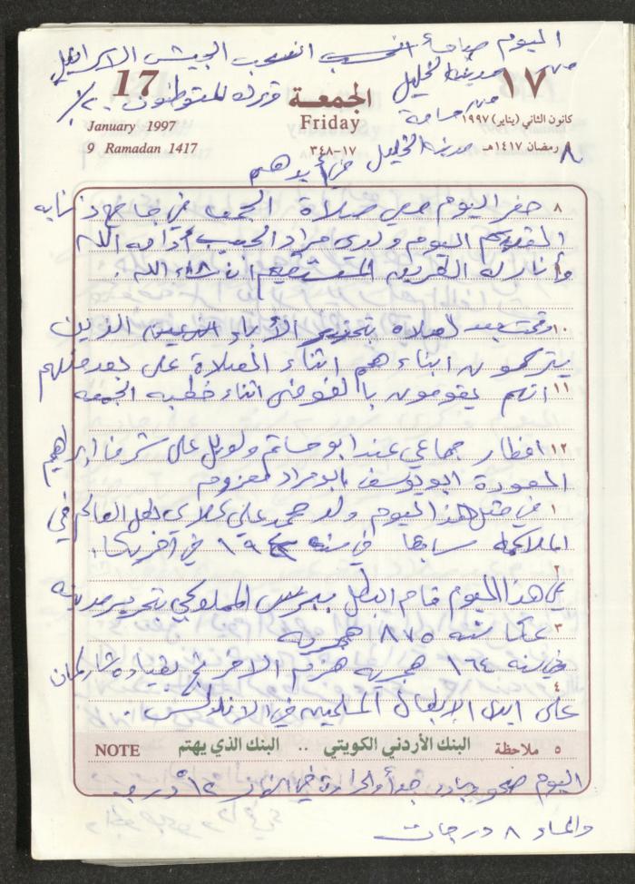 يوميات محمود خريشة، ذنابة- طولكرم، 1997