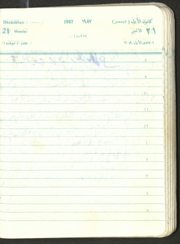 Mahmoud Khreisheh Diaries, Thinnaba- Tulkarm, 1987