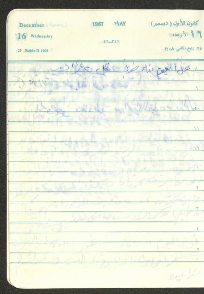 Mahmoud Khreisheh Diaries, Thinnaba- Tulkarm, 1987