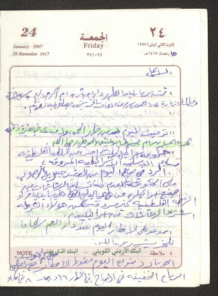 يوميات محمود خريشة، ذنابة- طولكرم، 1997