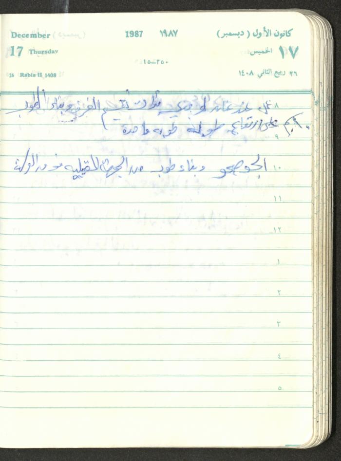 Mahmoud Khreisheh Diaries, Thinnaba- Tulkarm, 1987