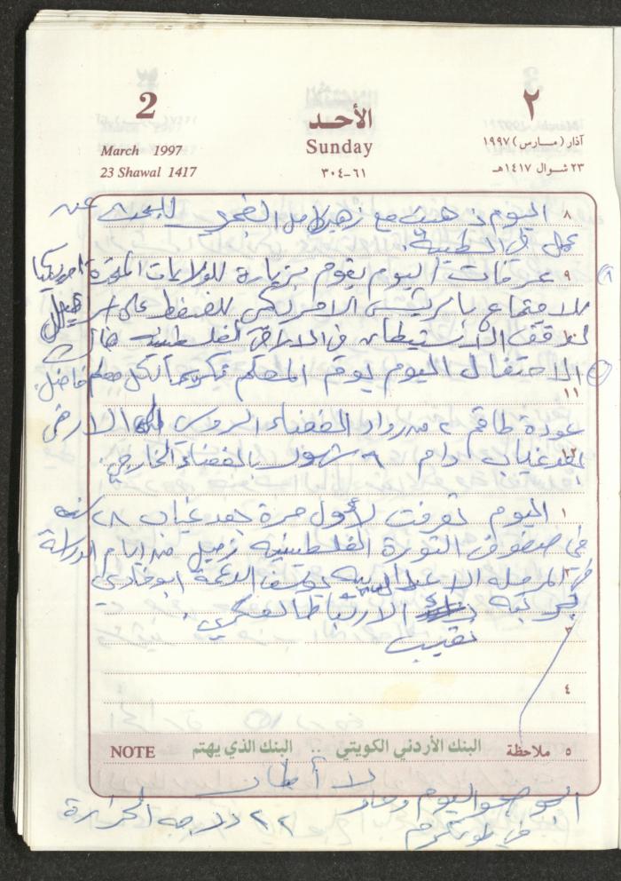 يوميات محمود خريشة، ذنابة- طولكرم، 1997