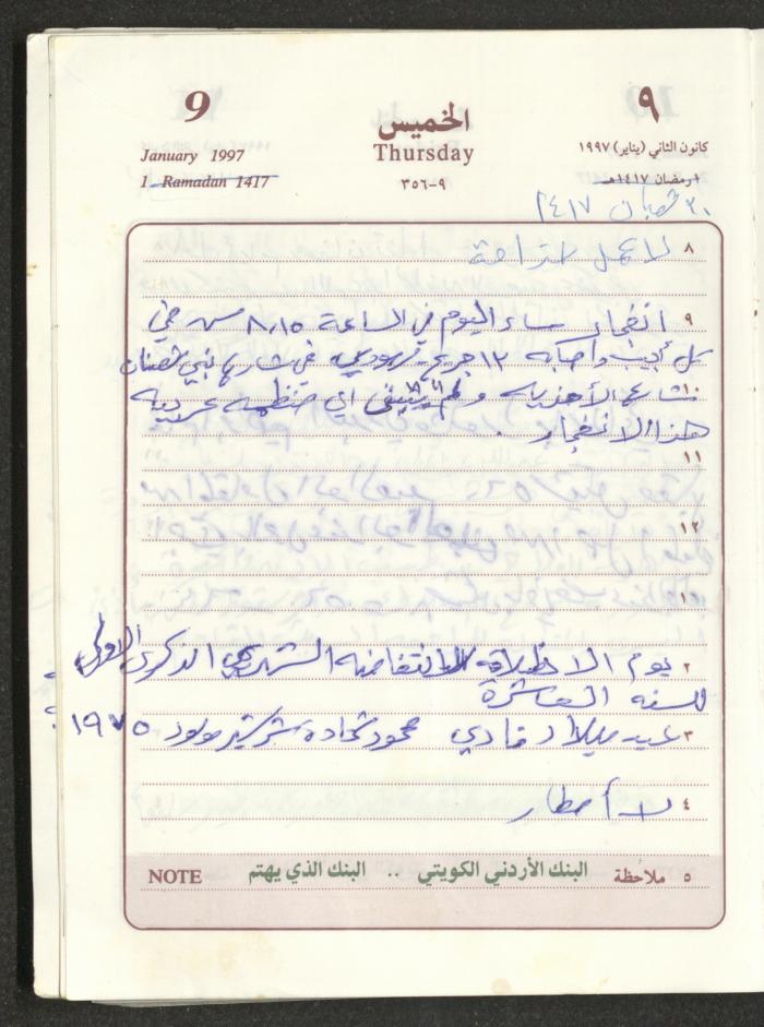 يوميات محمود خريشة، ذنابة- طولكرم، 1997