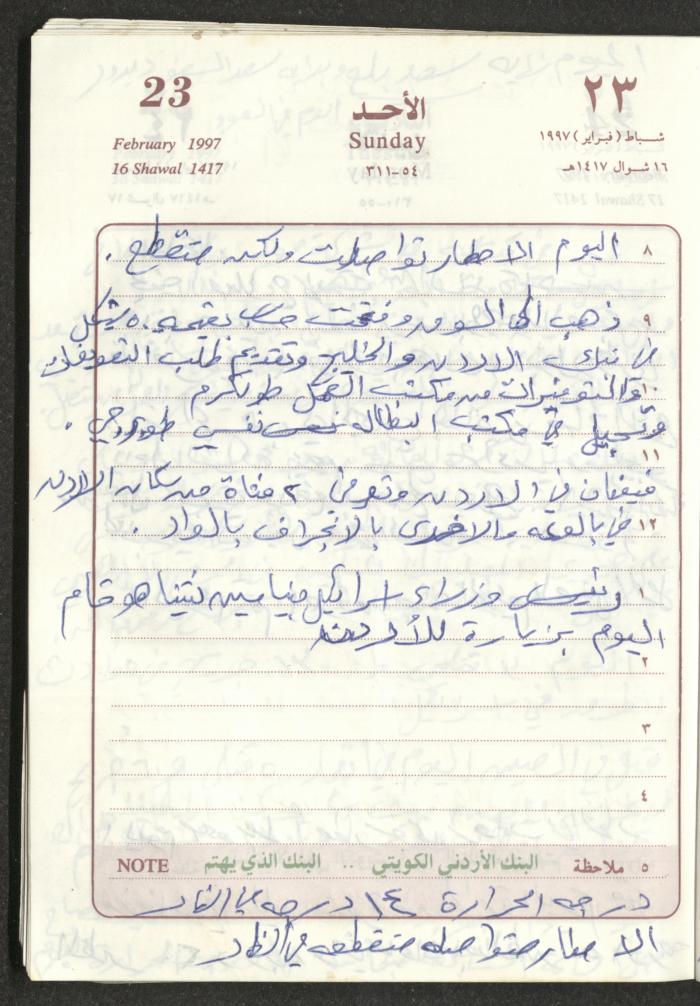يوميات محمود خريشة، ذنابة- طولكرم، 1997