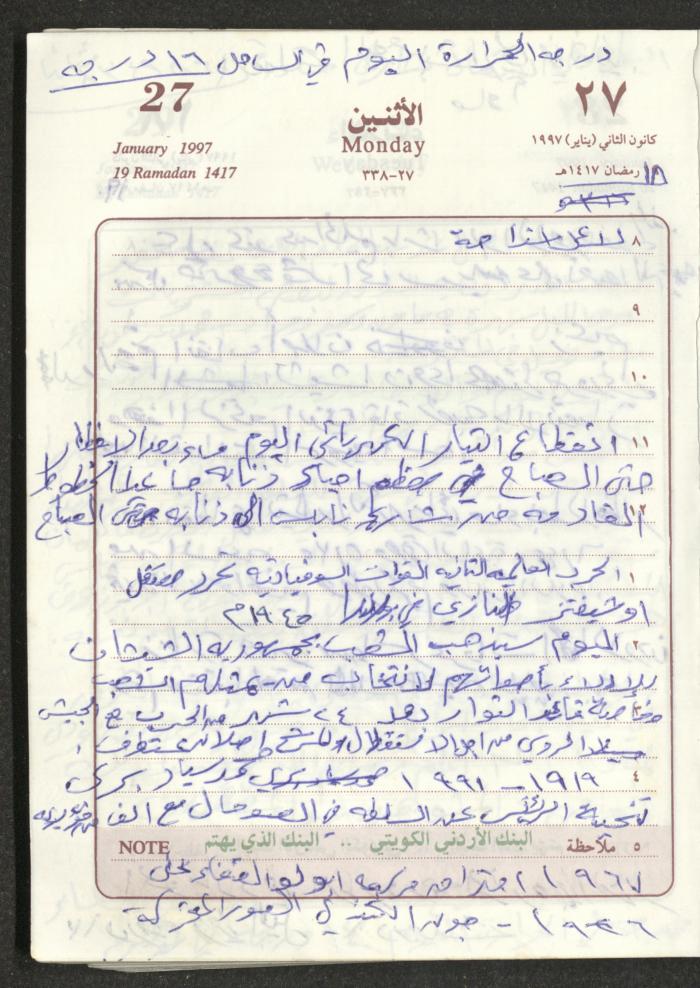 يوميات محمود خريشة، ذنابة- طولكرم، 1997